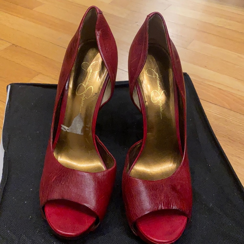 Jessica Simpson Peep toe red platform stiletto heel